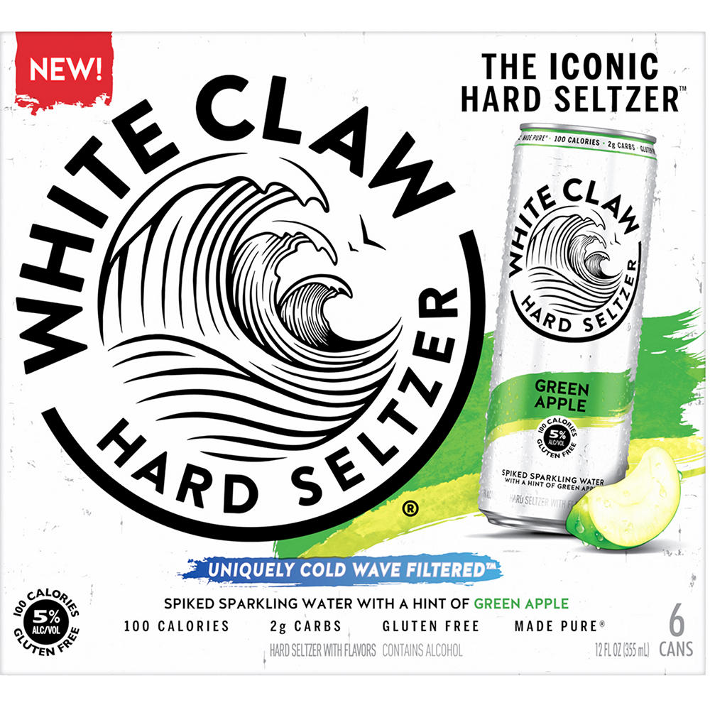 White Claw Green Apple 6 pk Cans, 12 oz