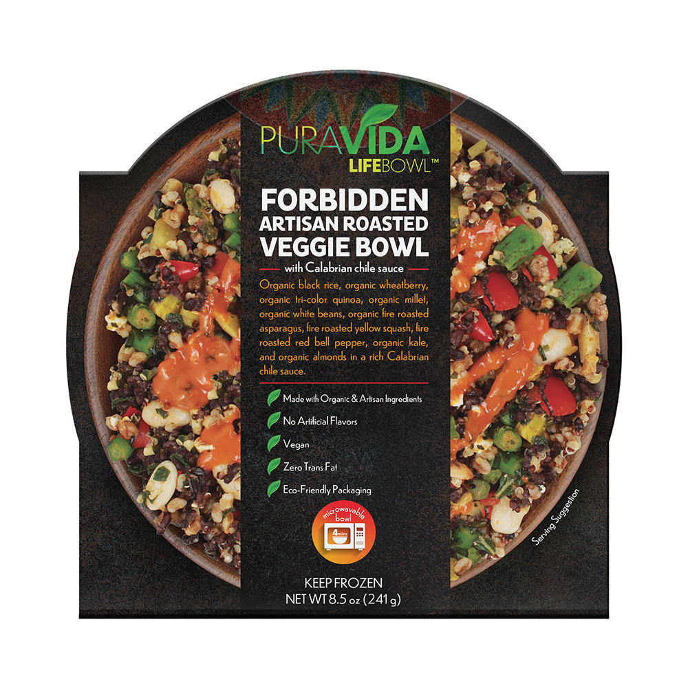 PuraVida Life Bowl Forbidden Artisan Roasted Veggie Bowl Frozen Meal, 8.5 oz