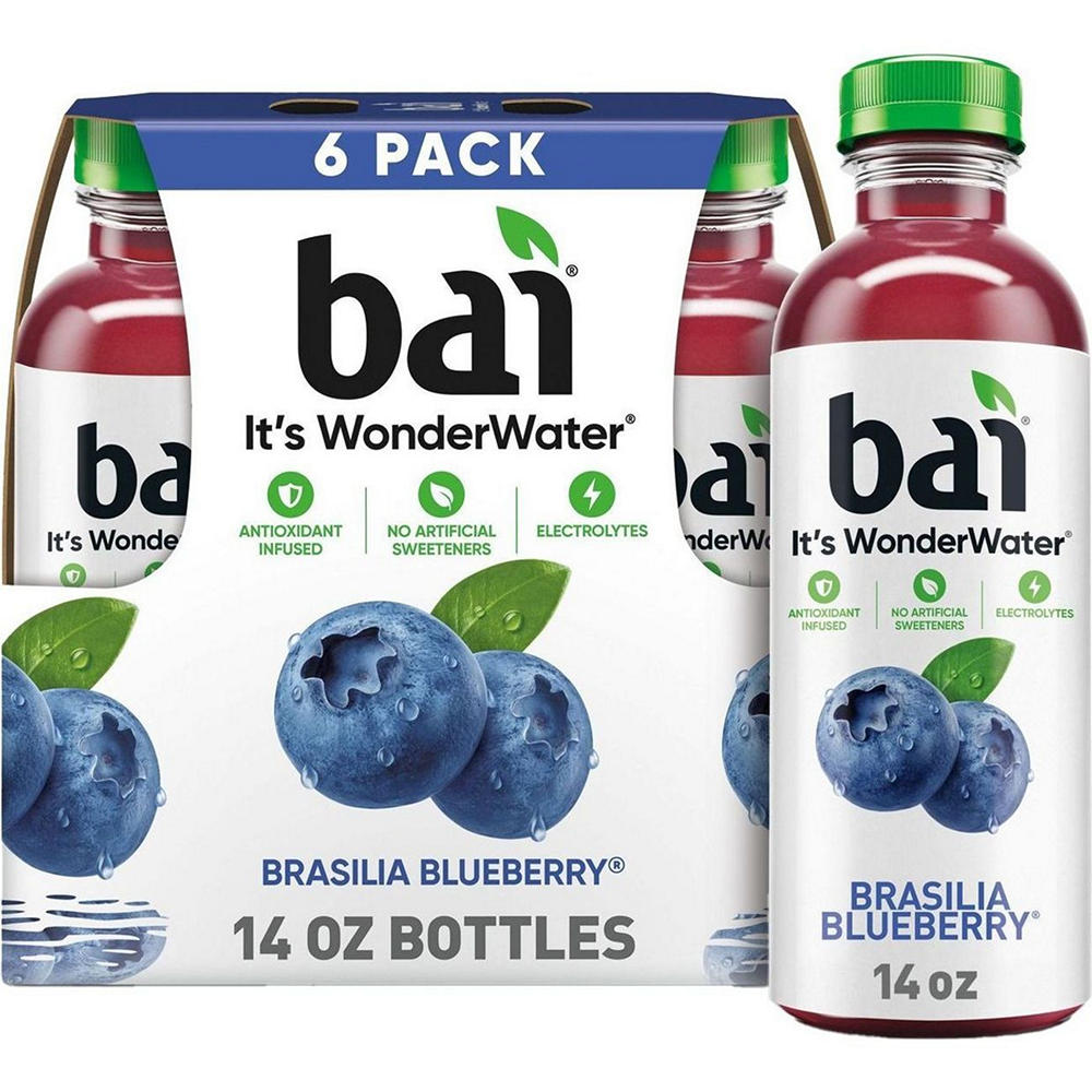 Bai Brasilia Blueberry Antioxidant Infused WonderWater Beverage 6 pk Bottles, 14 oz