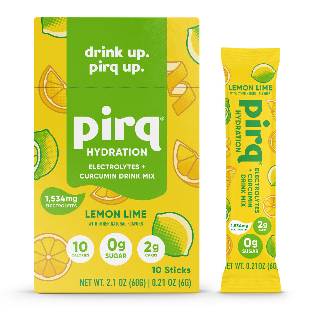 Pirq Hydration Electrolytes + Curcumin Drink Mix Stick Packs - Lemon Lime, 10 ct
