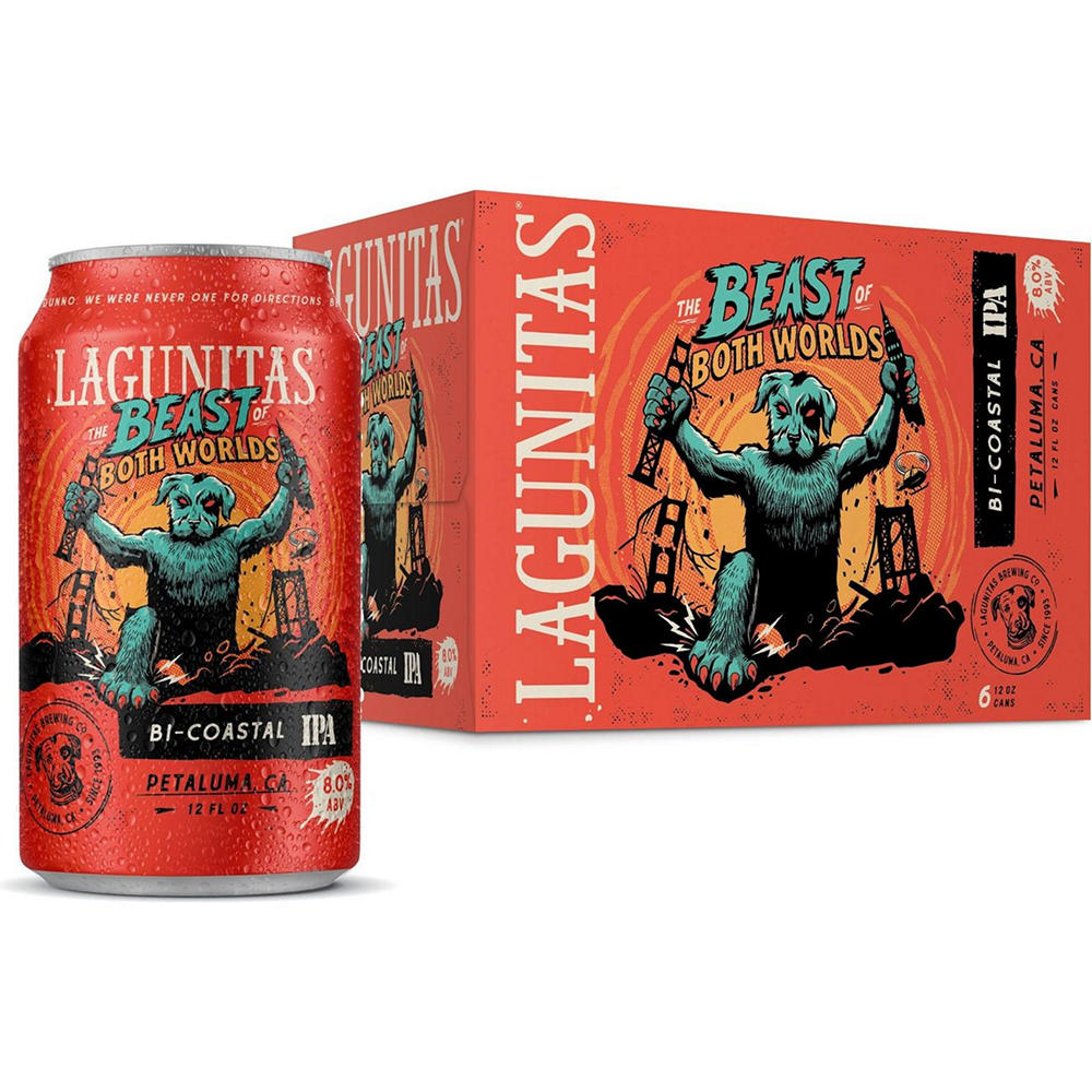 Lagunitas Brewing Co. The Beast of Both Worlds Bi Coastal IPA Craft Beer 6 pk Cans, 12 oz