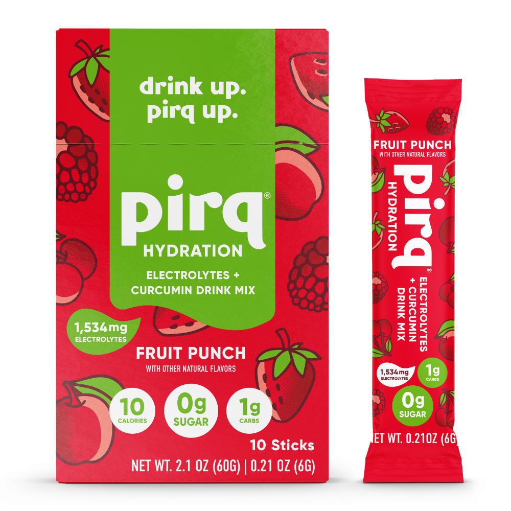 Pirq Hydration Electrolytes + Curcumin Drink Mix Stick Packs - Fruit Punch, 10 ct
