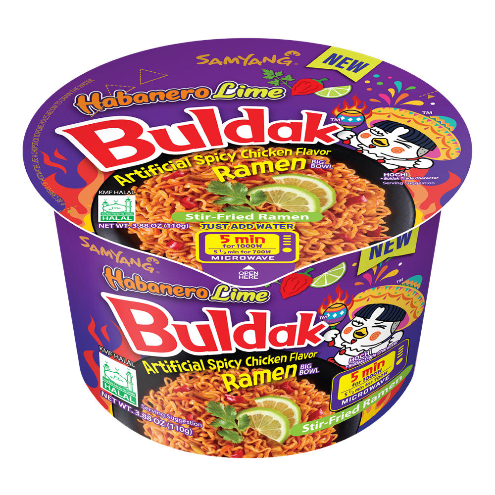 Samyang Buldak Habanero Lime Spicy Chicken Ramen Instant Soup Big Bowl, 3.88 oz