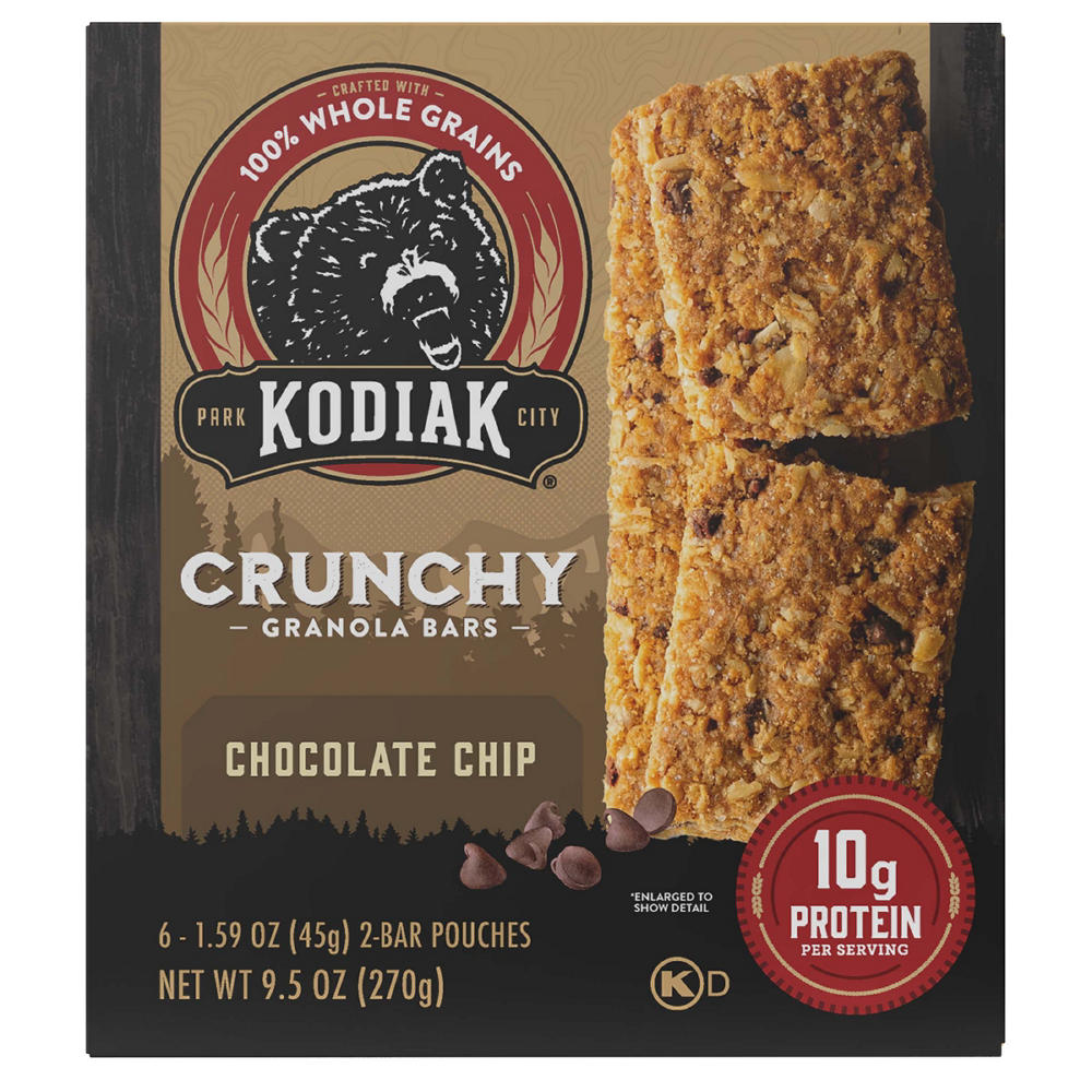 Kodiak 10g Protein Crunchy Granola Bars - Chocolate Chip, 6 ct