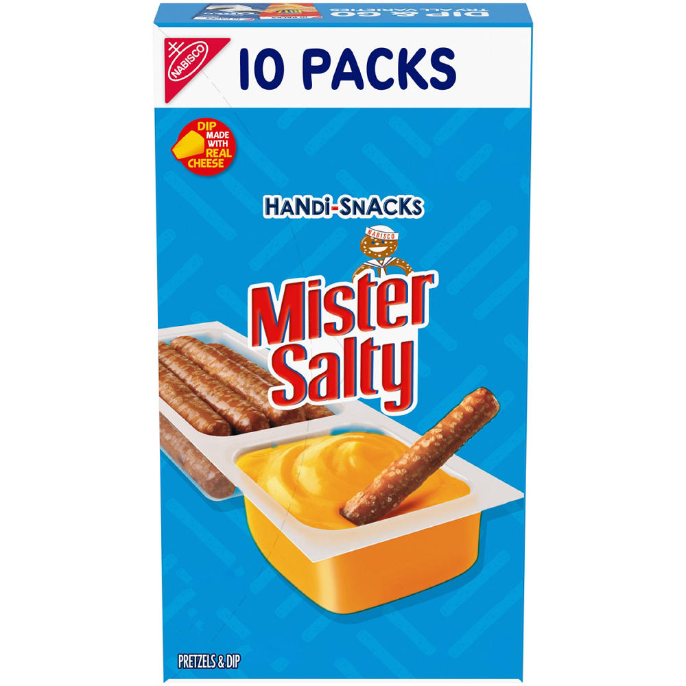 Handi-Snacks Mister Salty Pretzel Sticks 'N Cheesy Dip Snack Packs, 10 ct