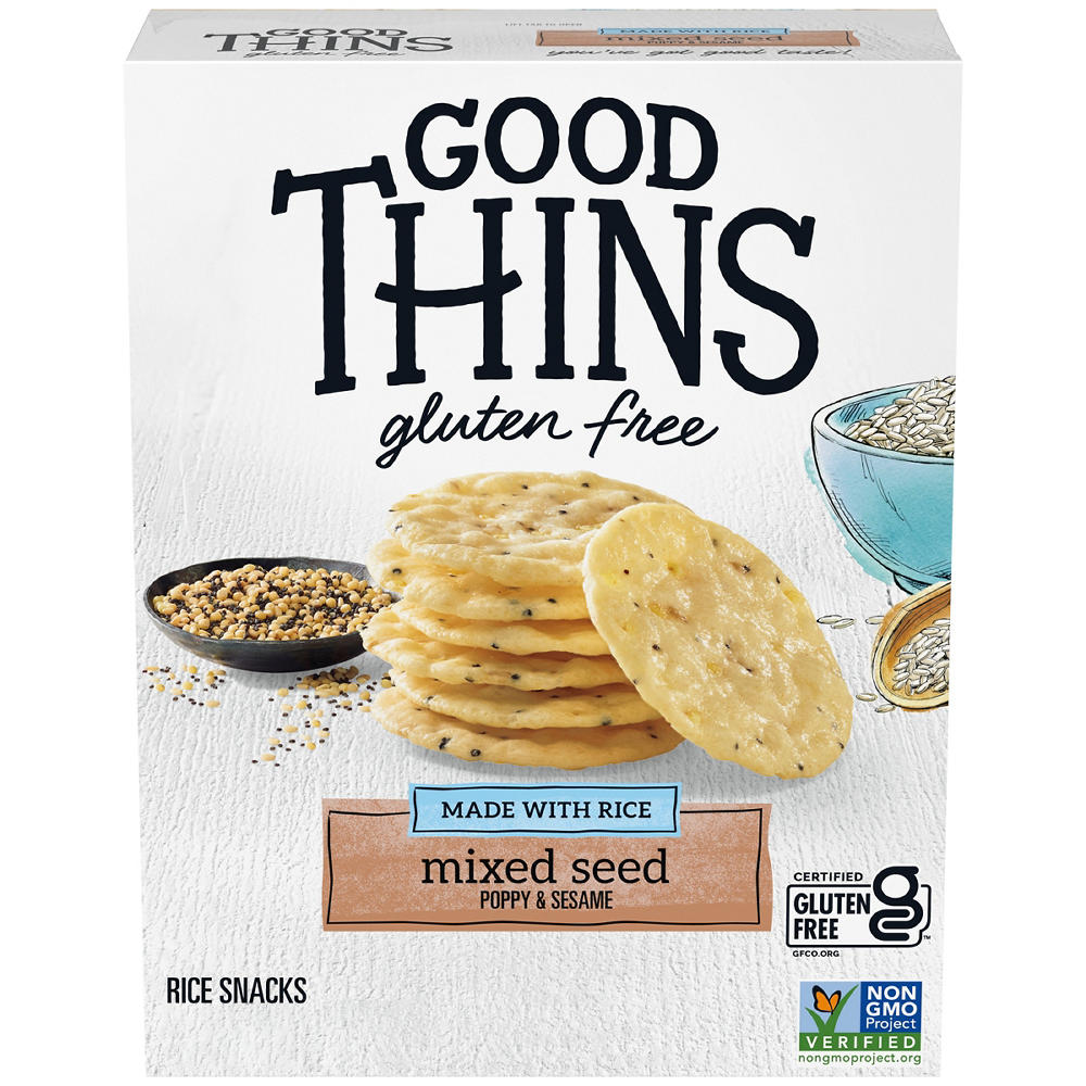 Good Thins Gluten Free Mixed Seed Poppy & Sesame Rice Snacks, 3.5 oz