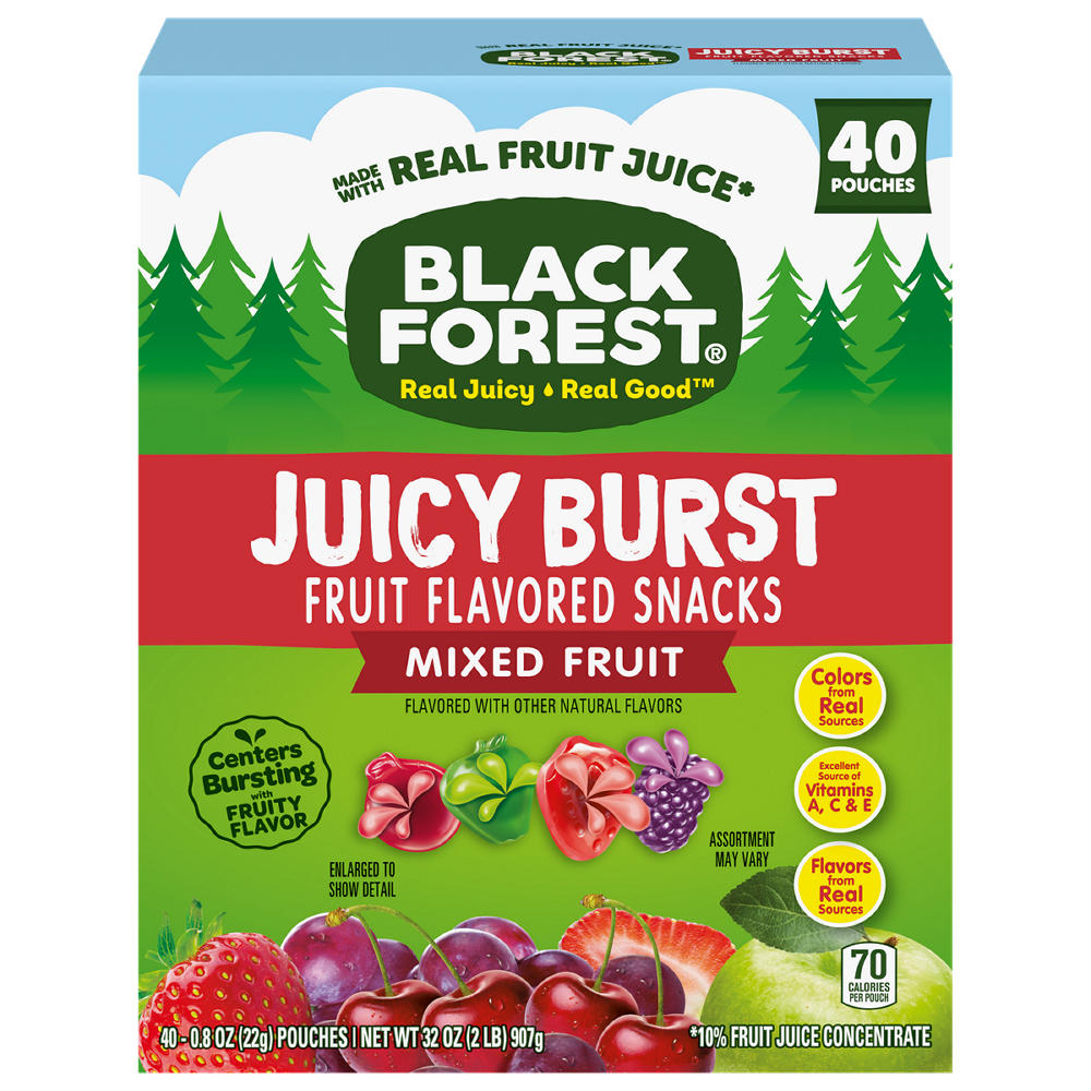 Black Forest Juicy Burst Mixed Fruit Flavored Snacks, 40 ct