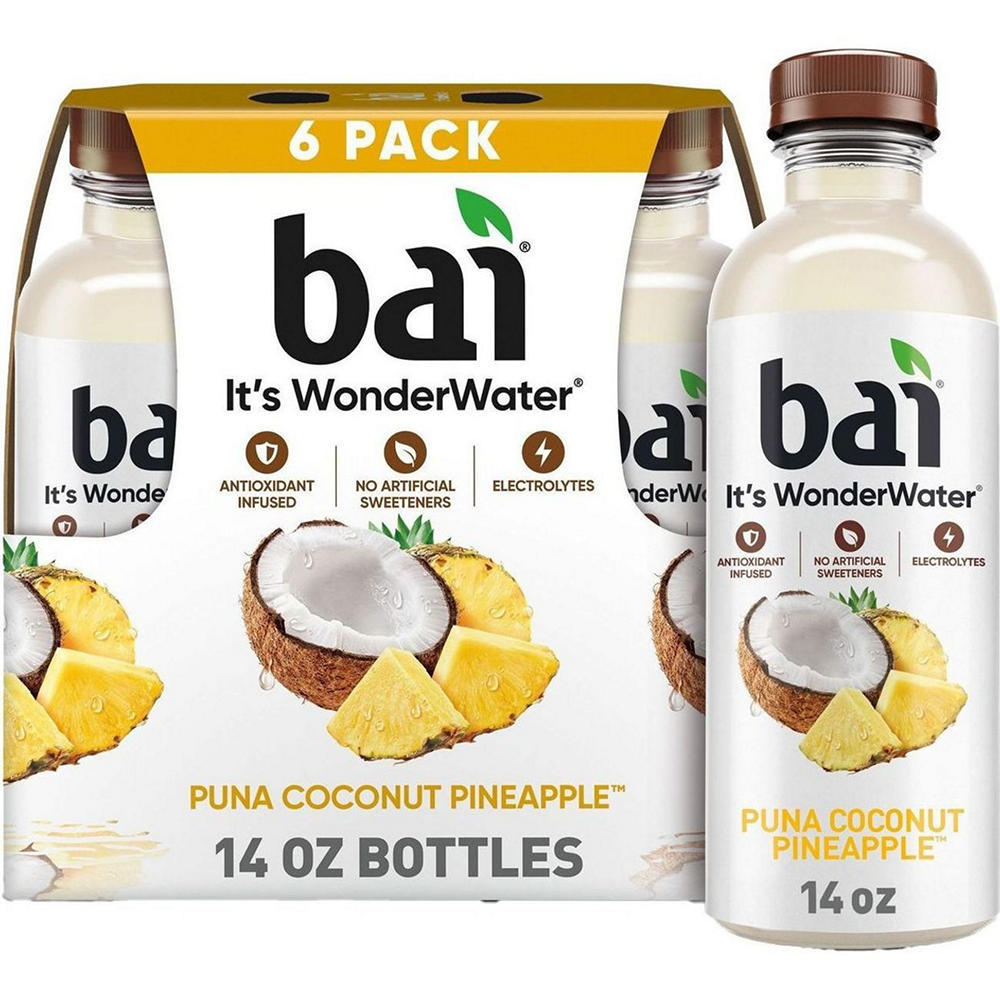 Bai Puna Coconut Pineapple Antioxidant Infused WonderWater Beverage 6 pk Bottles, 14 oz