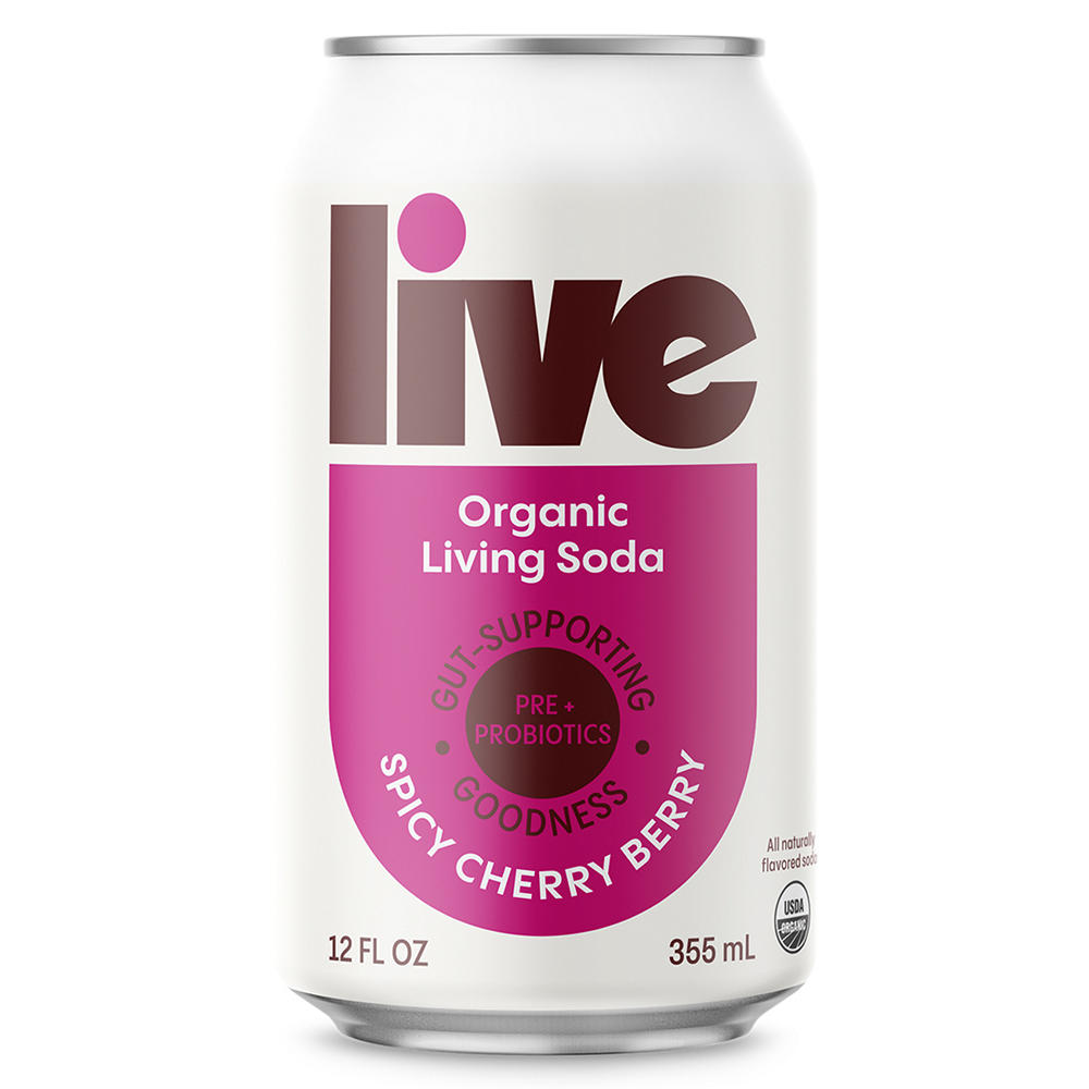 LIVE Soda Organic Probiotic Spicy Cherry Berry, 12oz