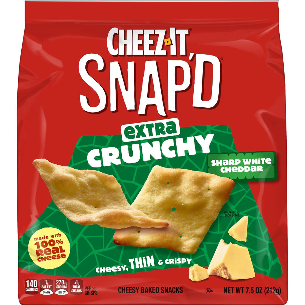 Cheez-It Snap'd Sharp White Cheddar Cheese Cracker Chips, 7.5 oz