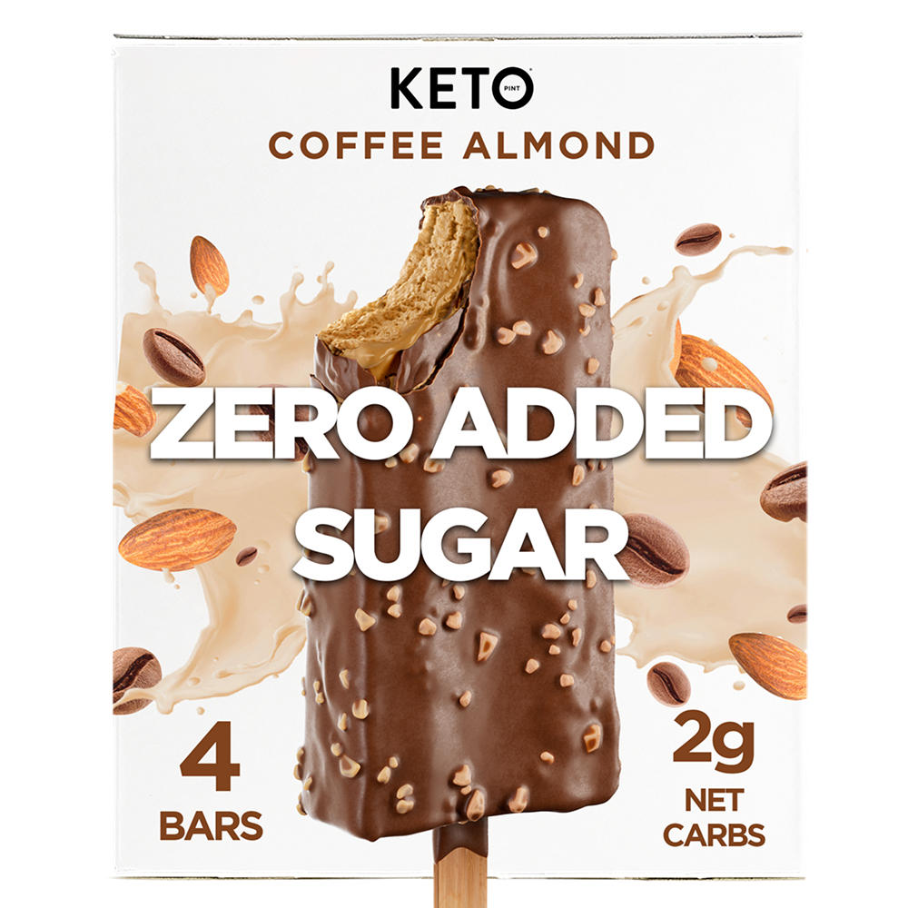 Keto Pint Zero Added Sugar Coffee Almond Ice Cream Bars, 4 ct