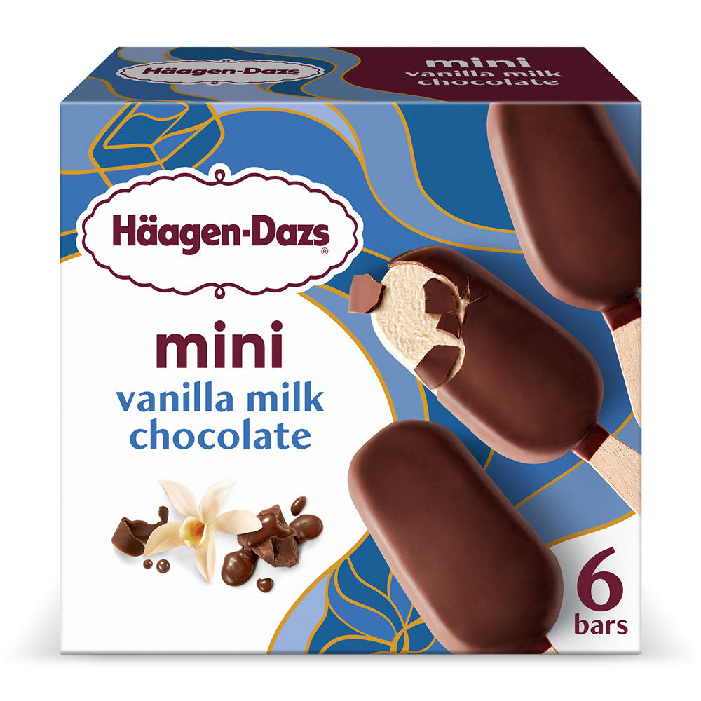 Häagen-Dazs Mini Vanilla Milk Chocolate Ice Cream Bars, 6 ct