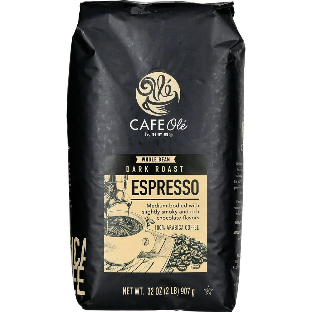 CAFE Olé by H-E-B Whole Bean Dark Roast Espresso Coffee, 32 oz