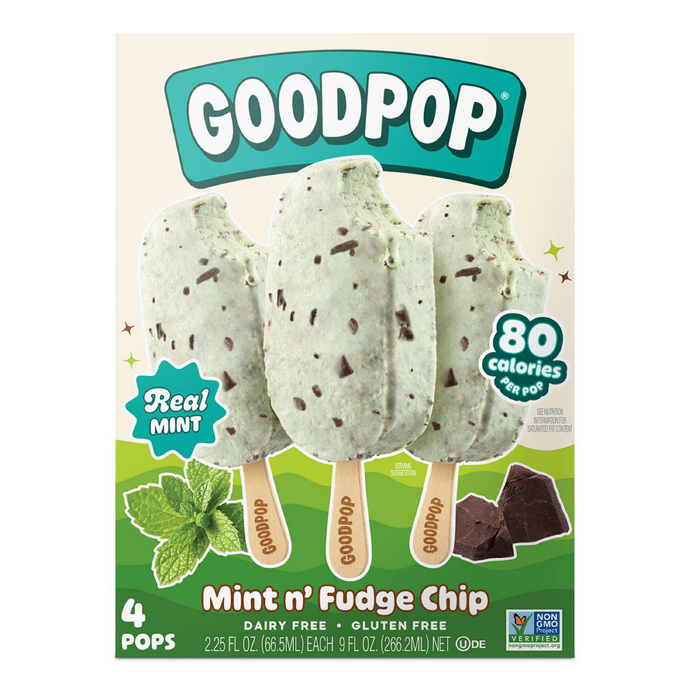 GoodPop Dairy Free Mint n' Fudge Chip Pops, 4 ct