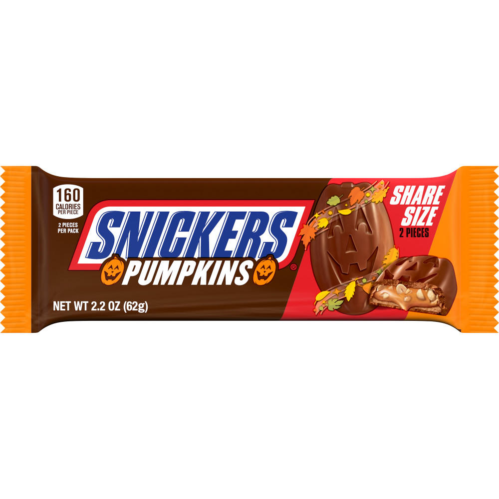 Snickers Pumpkins Chocolate Halloween Candy Bars - Share Size, 2.2 oz