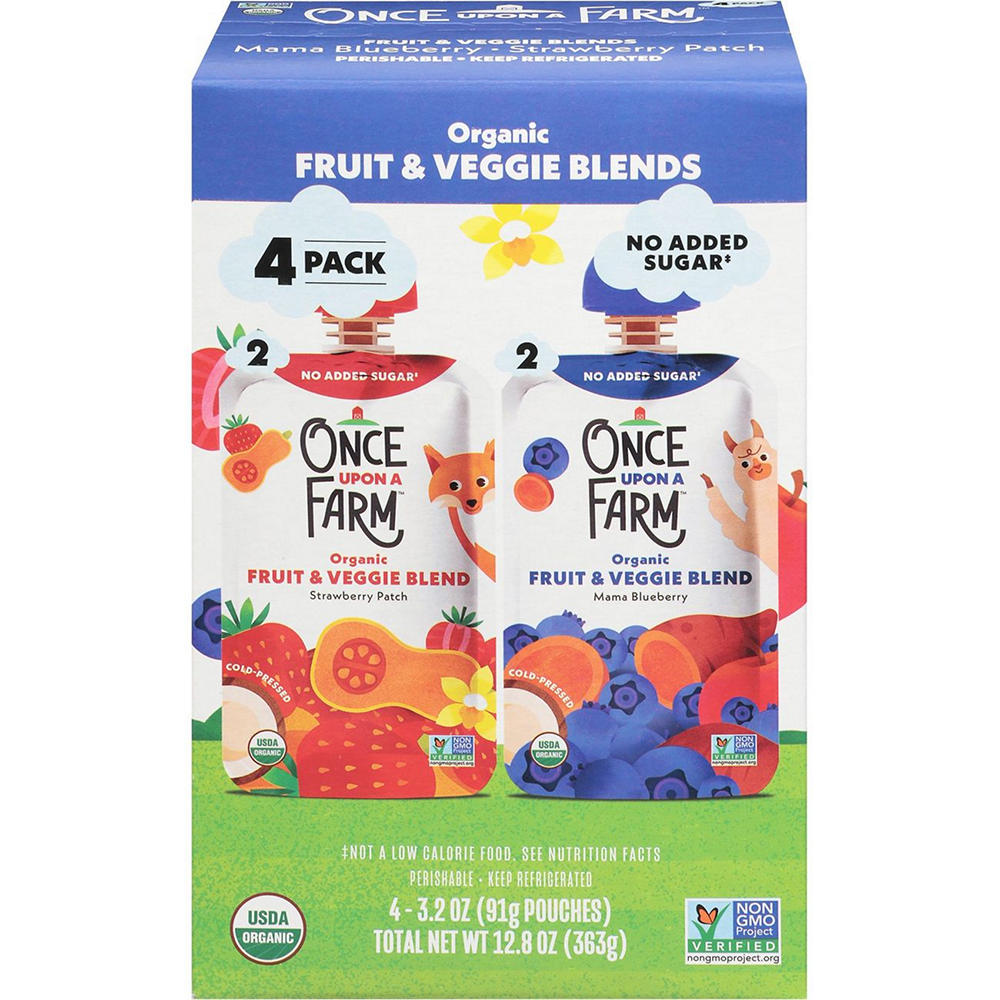 Once Upon a Farm Organic Fruit & Veggie Blend 4 pk Pouches, 3.2 oz