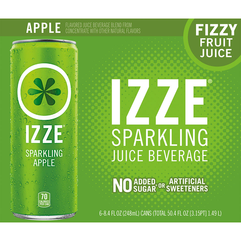Izze Sparkling Juice Apple 6 pk Cans, 8.4 oz