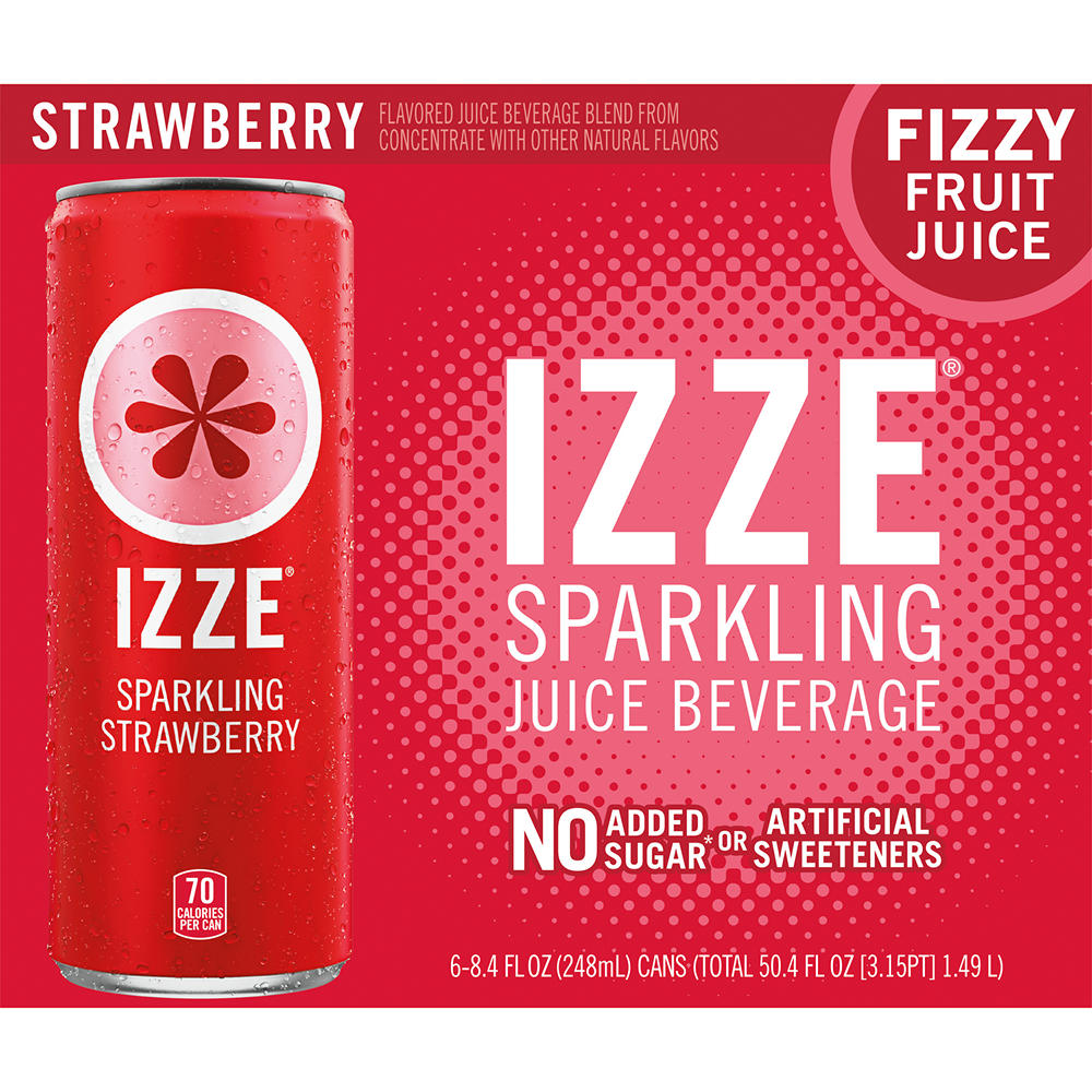 Izze Sparkling Juice Strawberry 6 pk Cans, 8.4 oz
