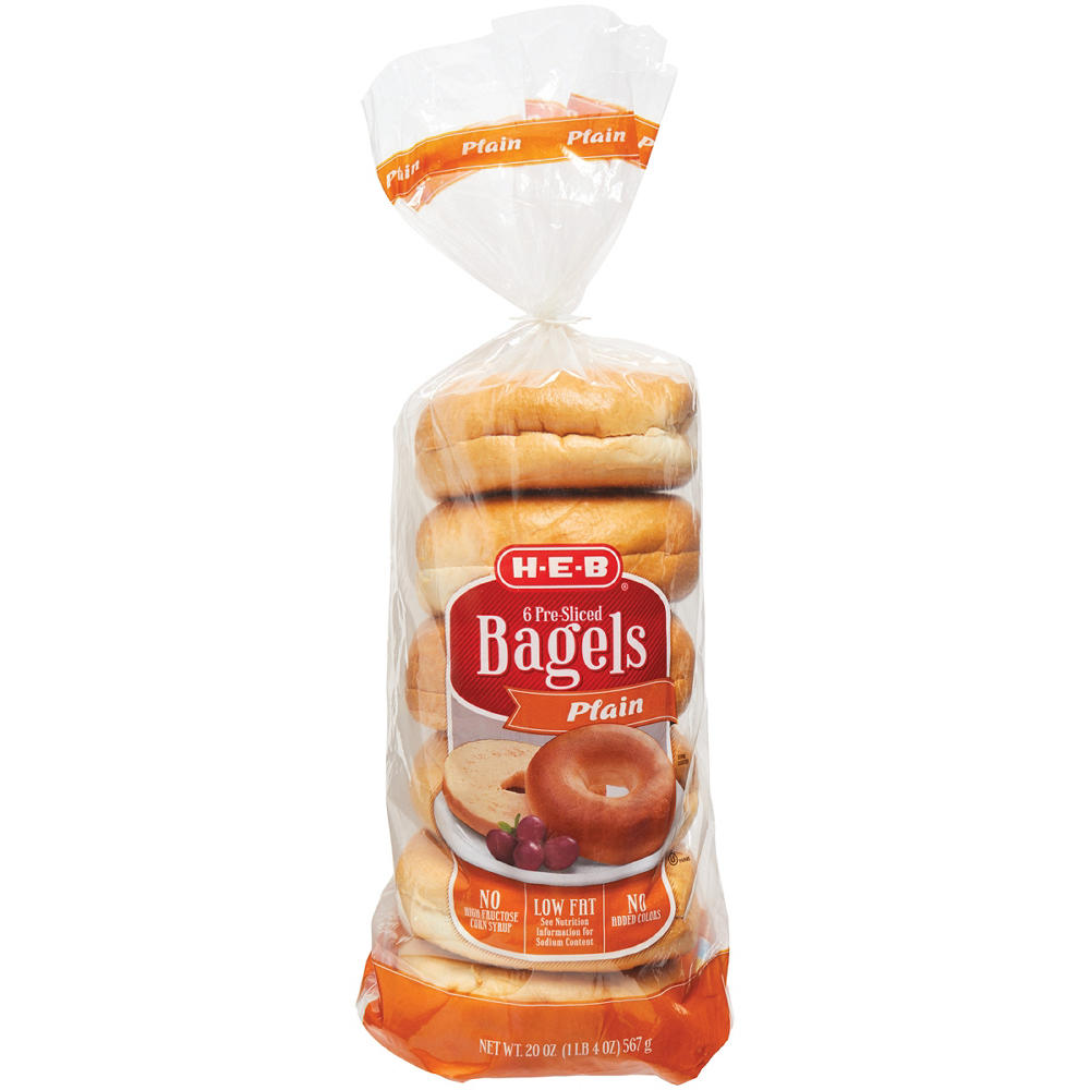 H-E-B Plain Bagels, 6 ct