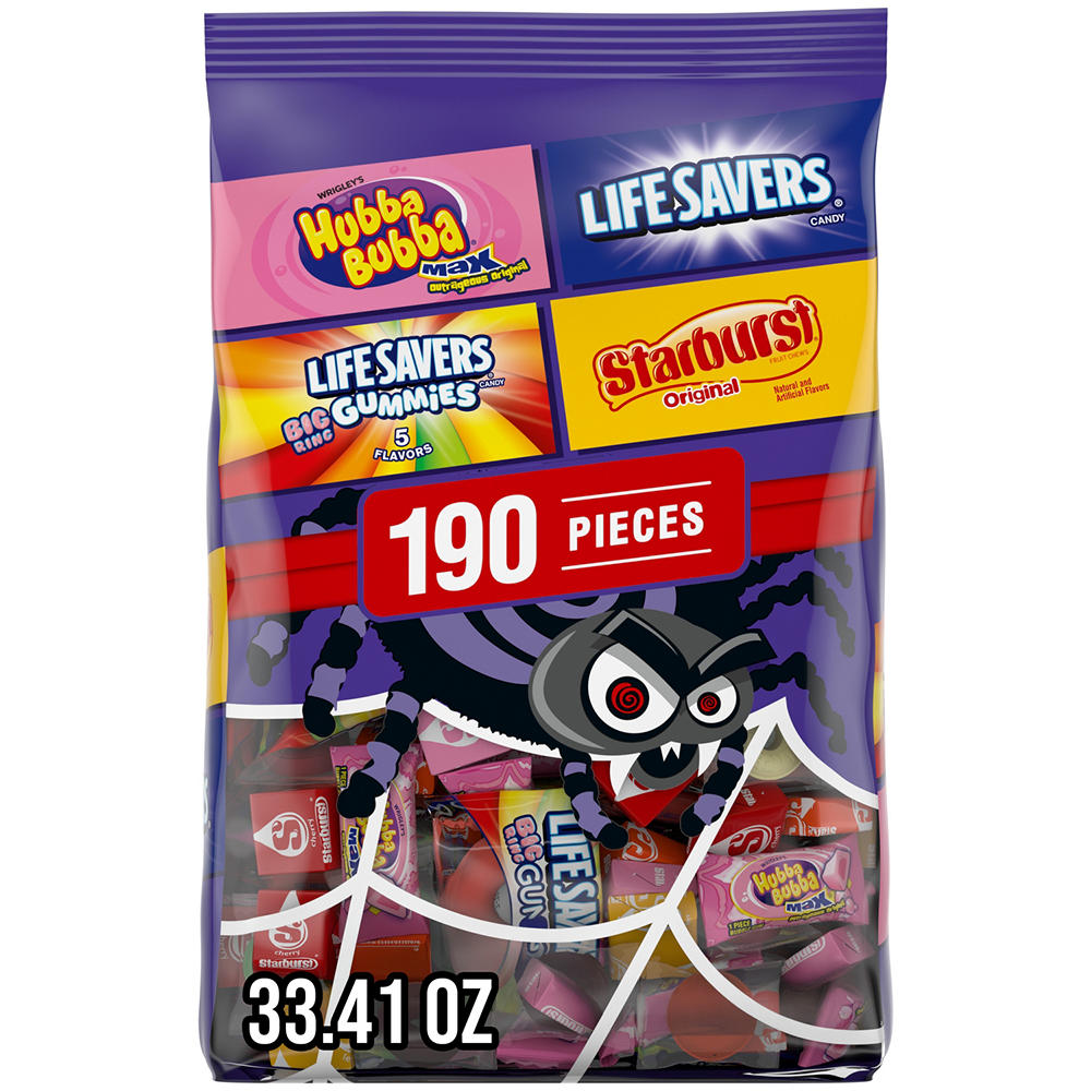 Starburst, Life Savers & Hubba Bubba Assorted Trick or Treat Halloween Candy, 190 pc