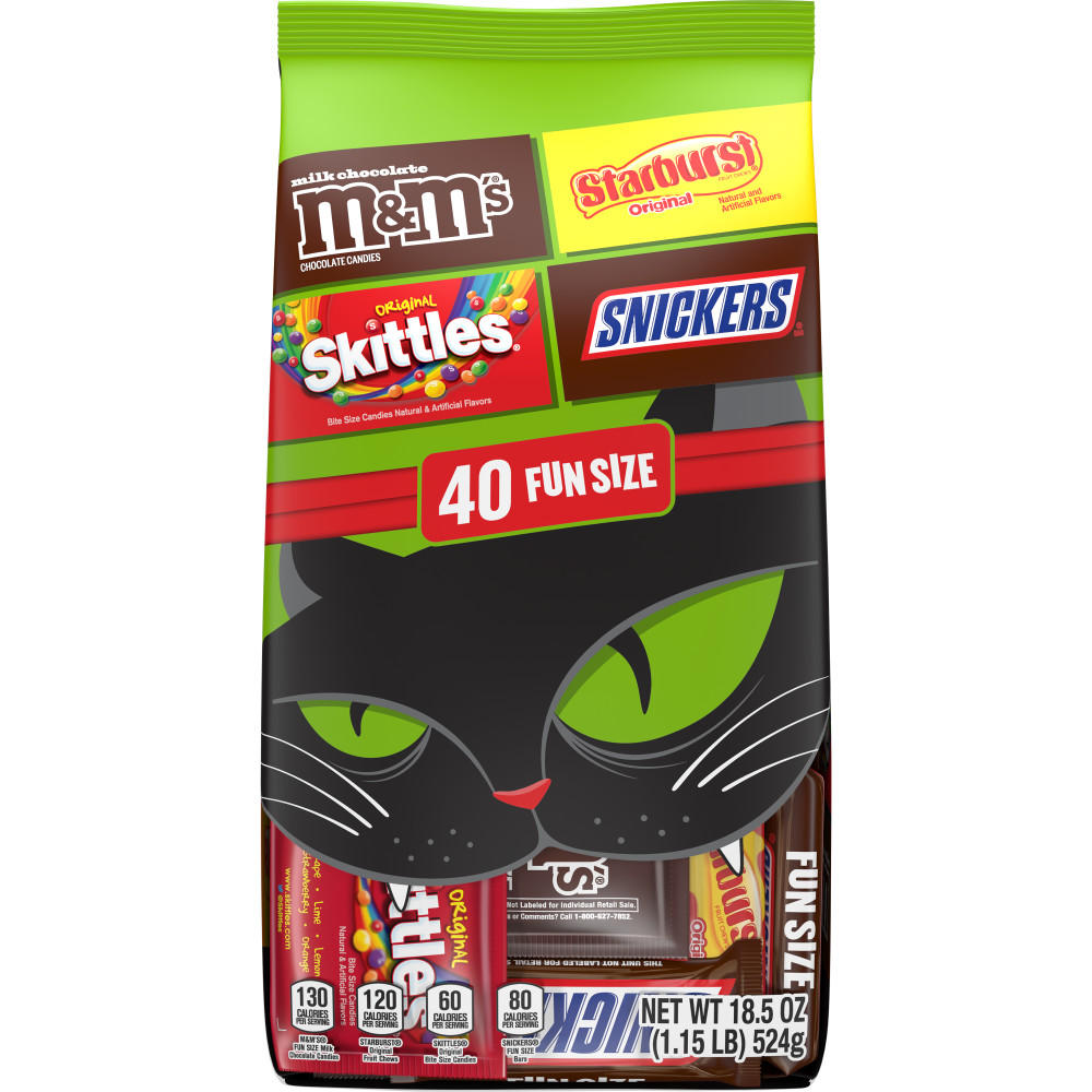 M&M'S, Snickers, Skittles & Starburst Assorted Fun Size Halloween Candy, 40 pc