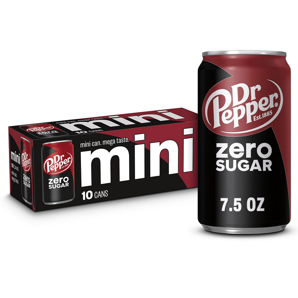 Dr Pepper Zero Sugar Soda 10 pk Mini Cans, 7.5 oz
