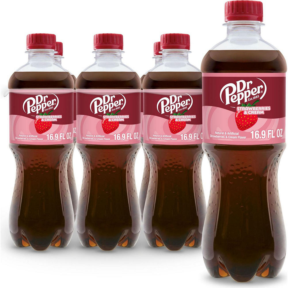 Dr Pepper Strawberries & Cream Soda 6 pk Bottles, 16.9 oz