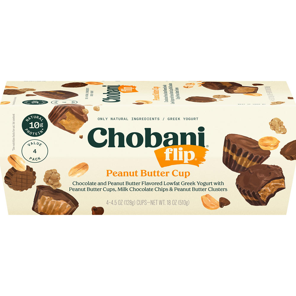 Chobani Flip Lowfat Peanut Butter Cup Greek Yogurt , 4 ct