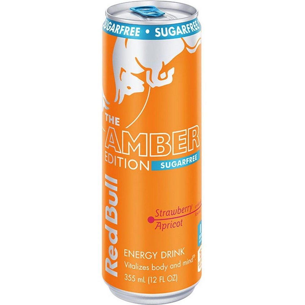 Red Bull Sugar Free Amber Edition Strawberry Apricot Energy Drink, 12 oz