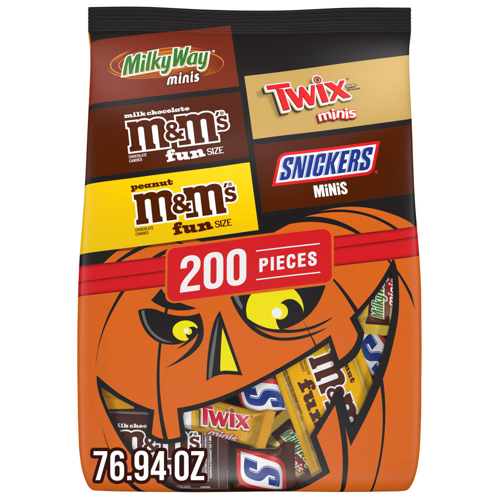 M&M's, Milky Way, Snickers & Twix Assorted Milk Chocolate Halloween Candy, 200 pc