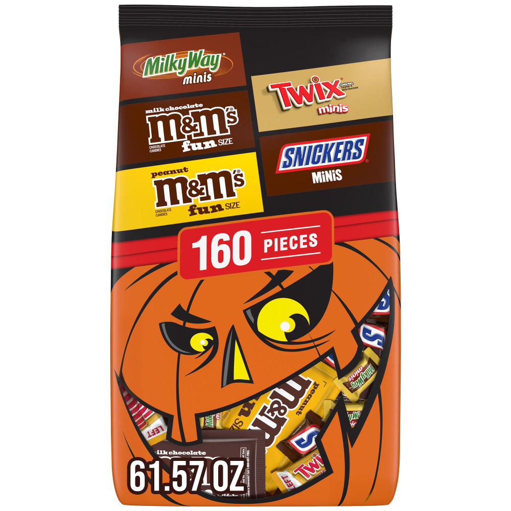 M&M'S, Snickers, Twix & Milky Way Assorted Trick or Treat Halloween Candy, 160 pc