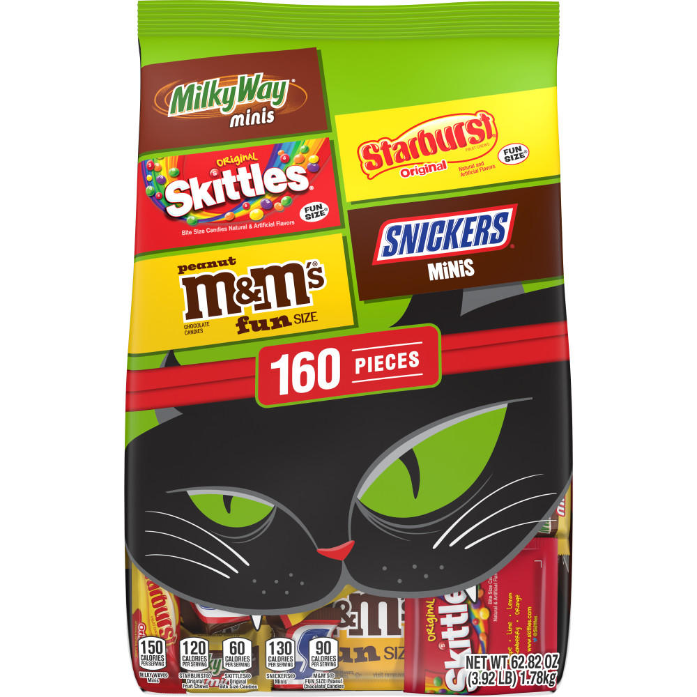 M&M'S, Snickers, Milky Way, Skittles & Starburst Assorted Fun Size Halloween Candy, 160 pc