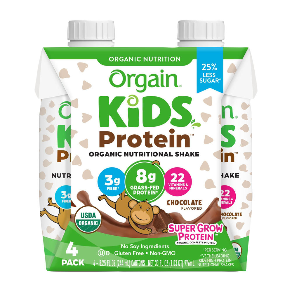 Orgain Kids' 8g Protein Shake 4 pk Cartons - Chocolate, 8.25 oz