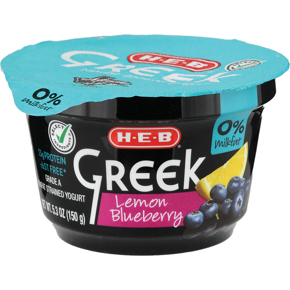 H-E-B 13g Protein Nonfat Greek Yogurt - Lemon Blueberry, 5.3 oz