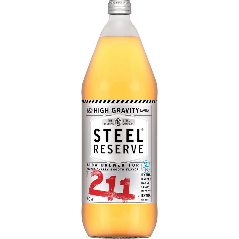 Steel Reserve 211 High Gravity Lager Beer Bottle, 40 oz