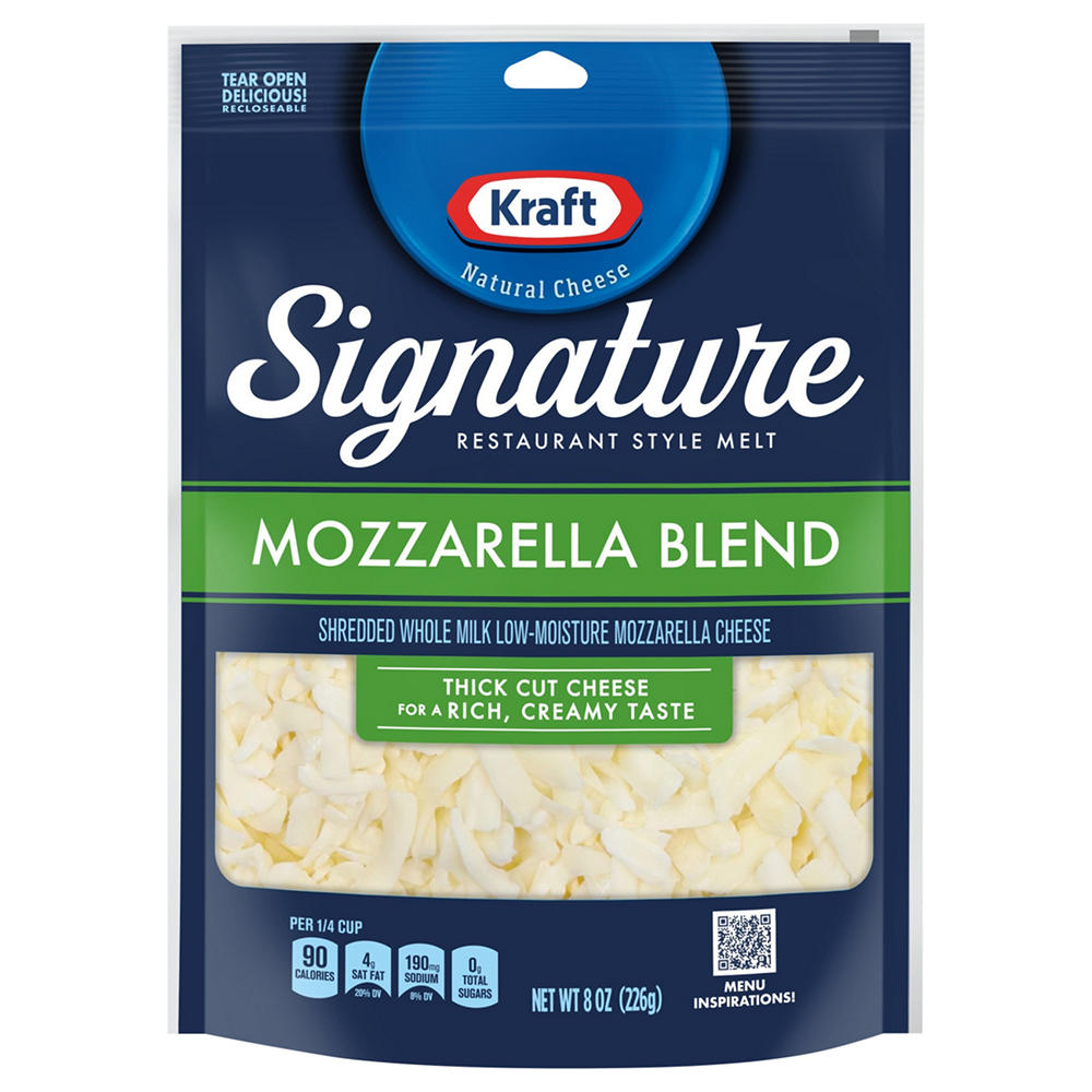 Kraft Signature Restaurant Style Melt Mozzarella Shredded Cheese Blend, Thick Cut, 8 oz