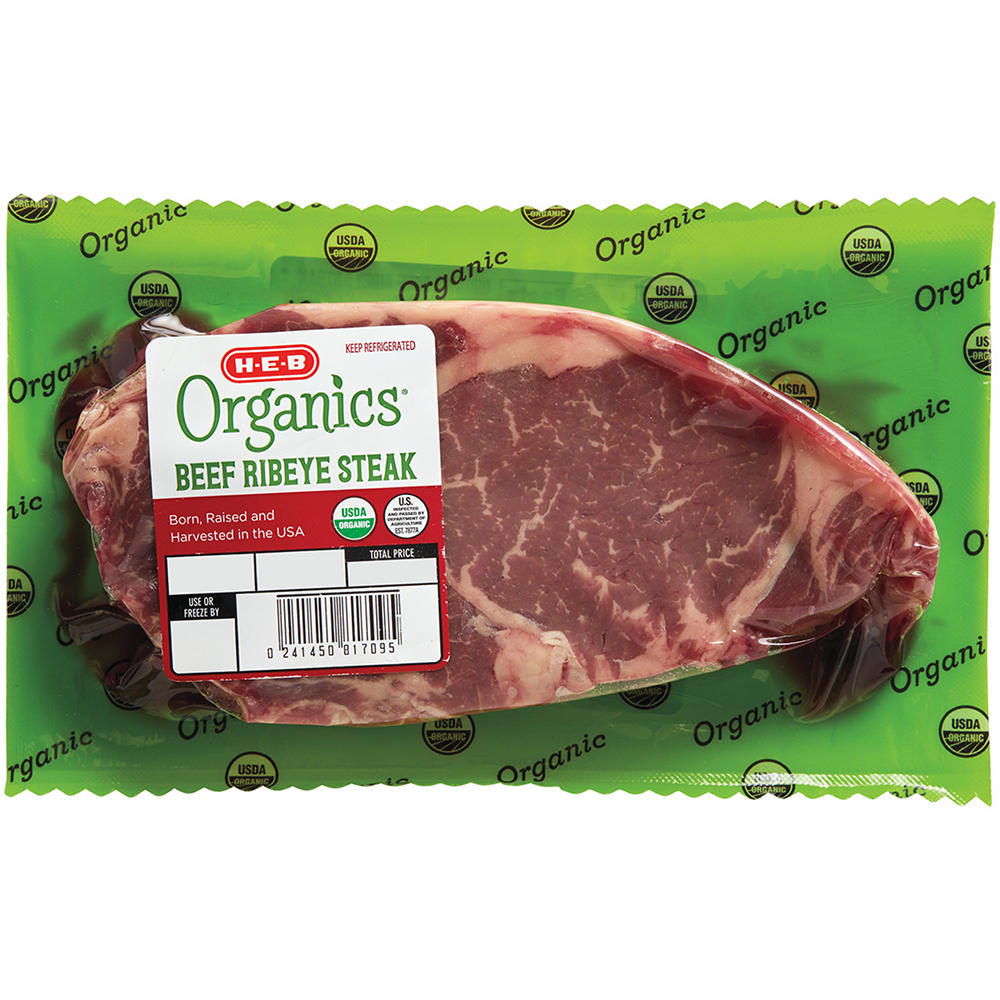 H-E-B Organics Boneless Beef Ribeye Steak, Avg. 0.56 lb