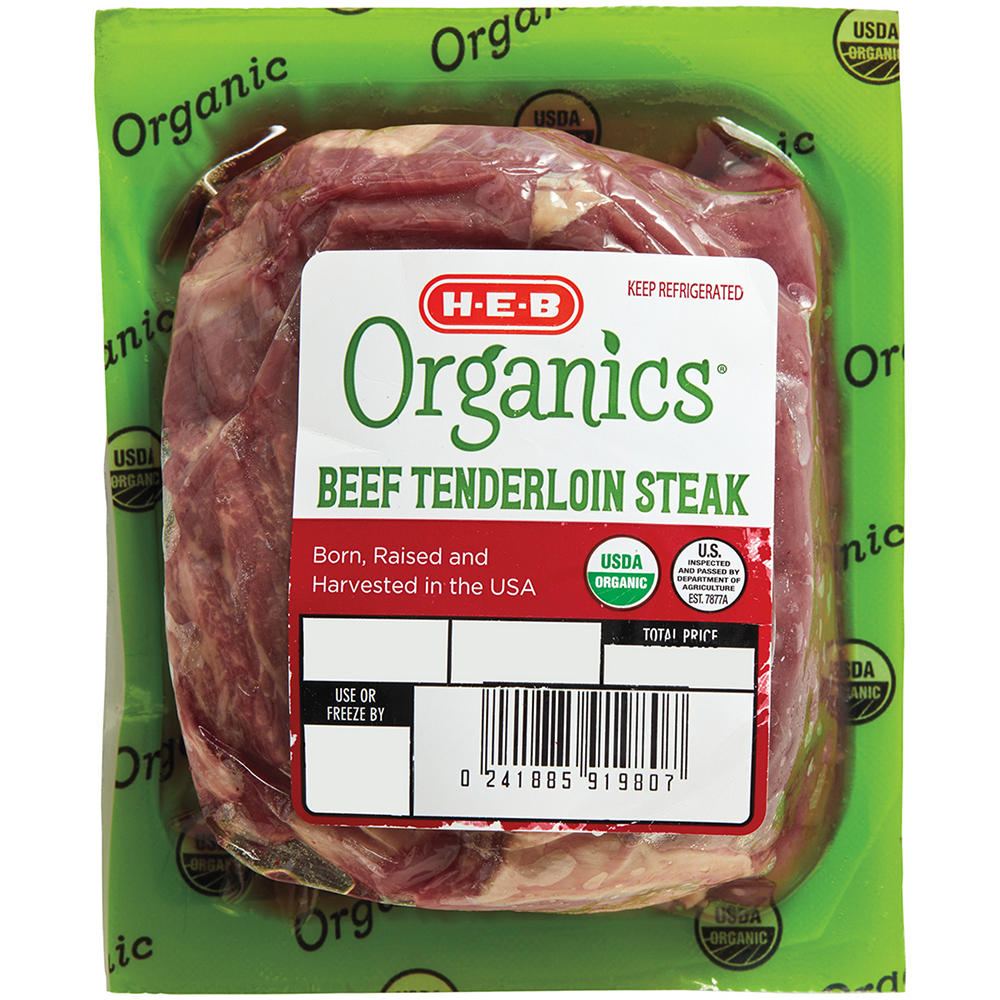 H-E-B Organics Boneless Beef Tenderloin Steak, Avg. 0.44 lb