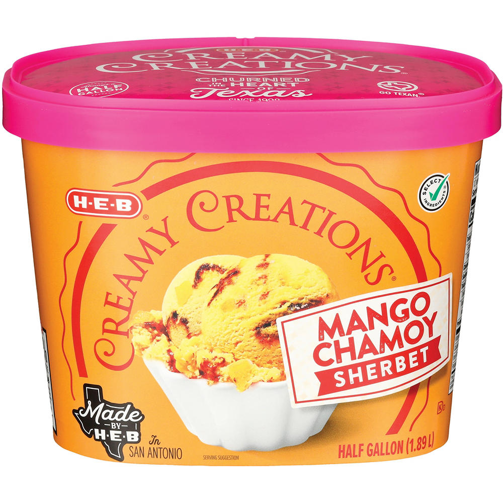 H-E-B Creamy Creations Mango Chamoy Sherbet, 1/2 gal