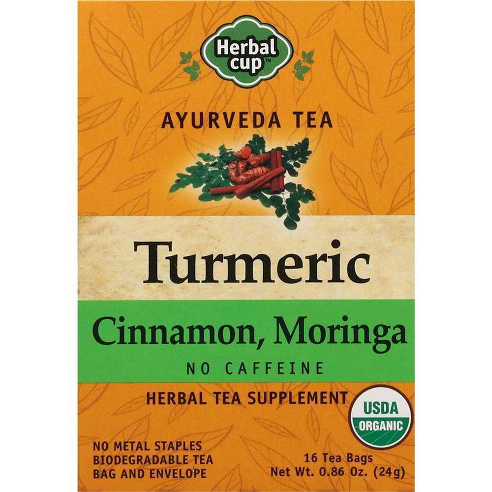 Herbal Cup Caffeine Free Herbal Tea Bags - Turmeric Cinnamon Moringa, 16 ct