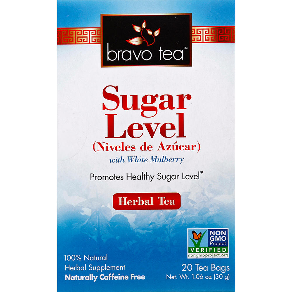 Bravo Tea Sugar Level with White Mulberry Herbal Tea Bags, 20 ct