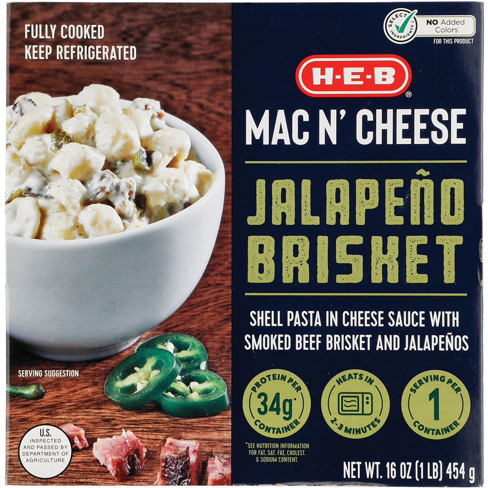 H-E-B Fully Cooked Jalapeño Brisket Mac n’ Cheese, 16 oz