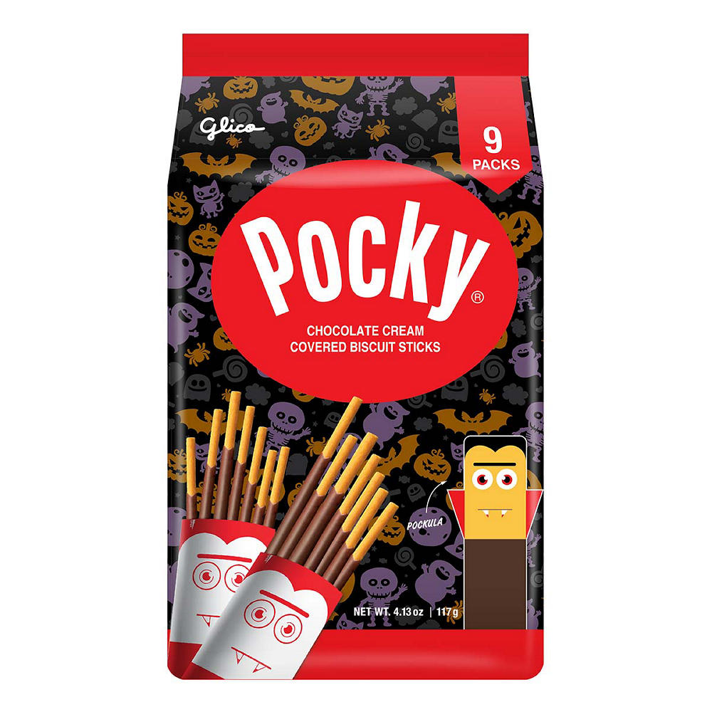 Glico Pocky Chocolate Cream Biscuit Sticks Halloween Snack Packs, 9 ct