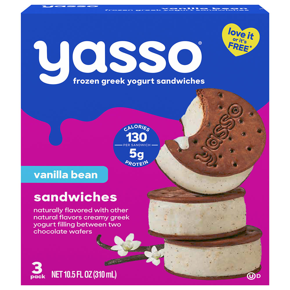 Yasso Vanilla Bean Frozen Greek Yogurt Sandwiches, 3 ct