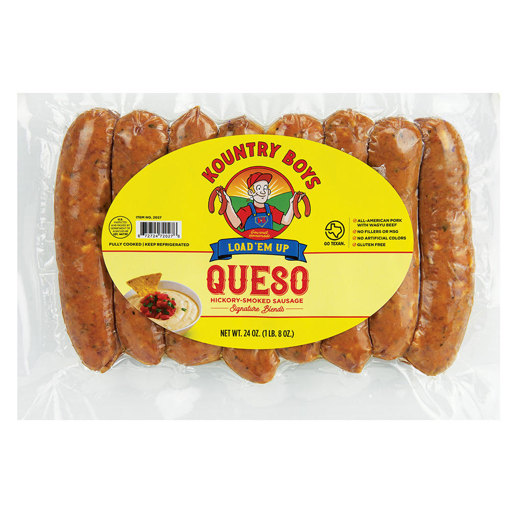 Kountry Boys Hickory-Smoked Queso Sausage, 8 ct