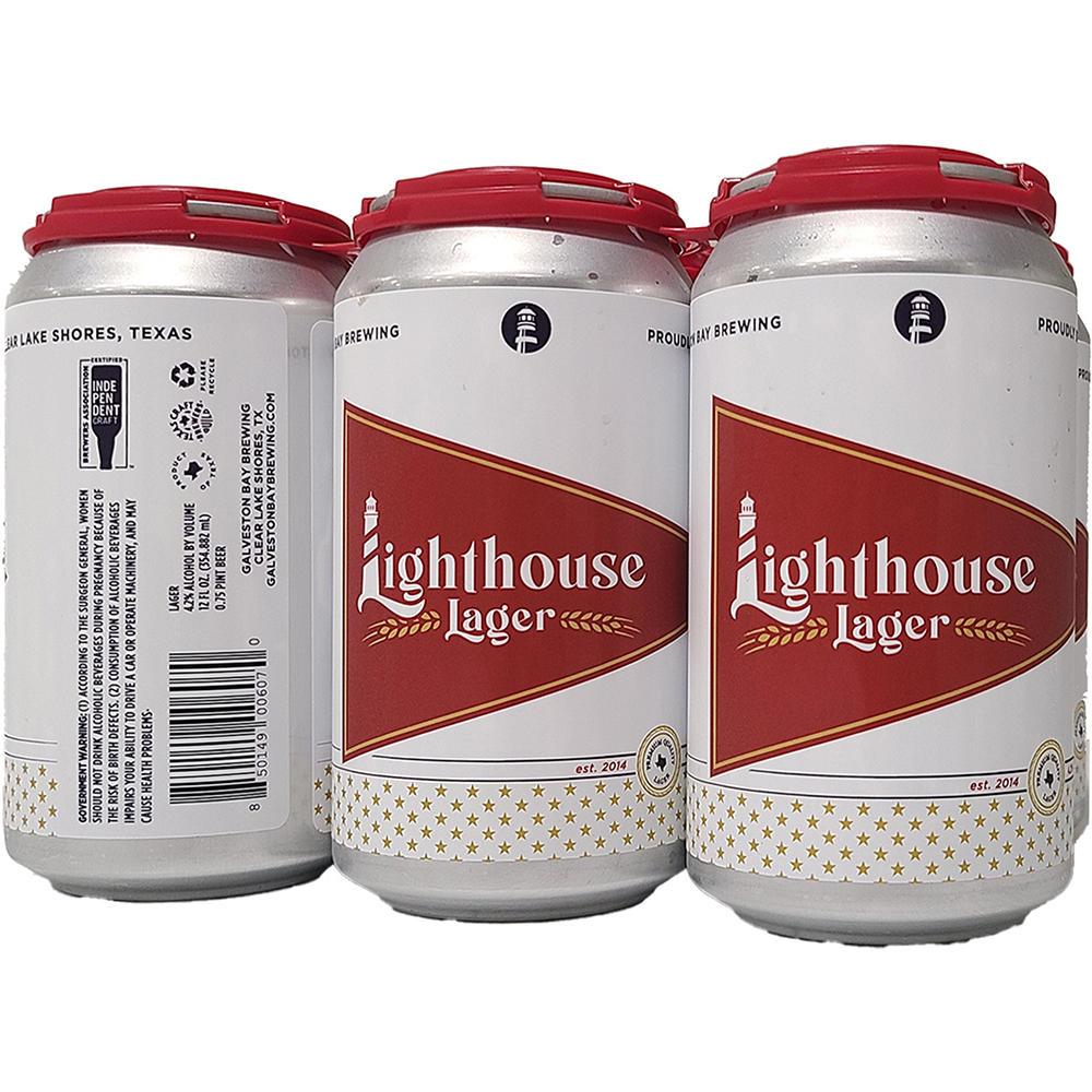Galveston Bay Lighthouse Lager Craft Beer 6 pk Cans, 12 oz