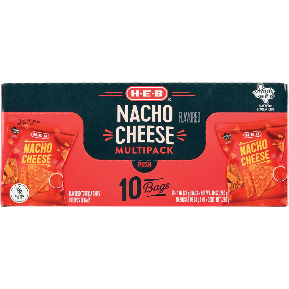 H-E-B Nacho Cheese Flavored Tortilla Chips Multipack 1 oz Bags, 10 ct