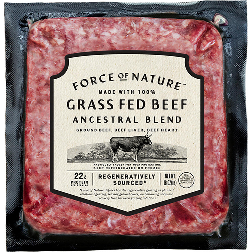 Force of Nature Grass Fed Regenerative Ground Beef - Ancestral Blend, 16 oz