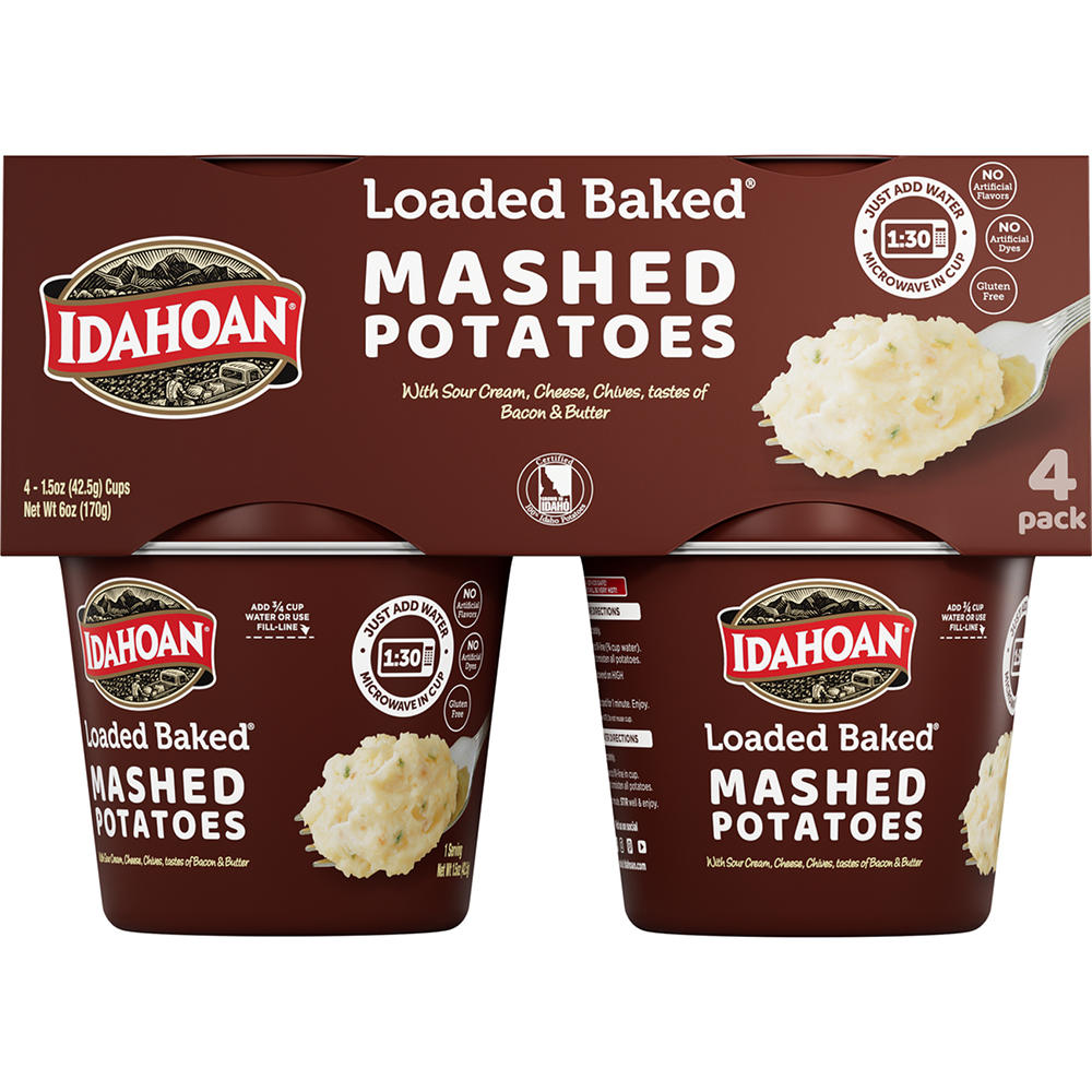 Idahoan Loaded Baked Mashed Potato Cups, 4 ct