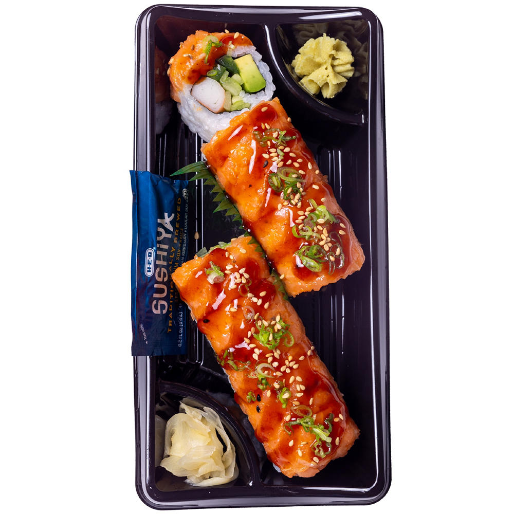 H-E-B Sushiya Deluxe Spicy Salmon Sushi Roll, 10 pc